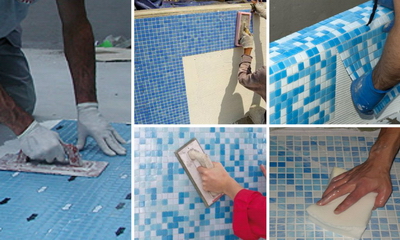 укладка плитки в бассейне